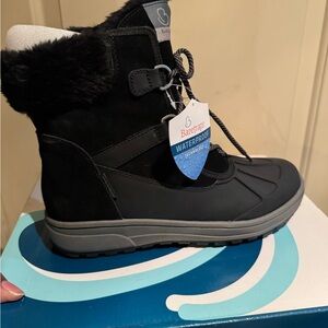 BareTraps Black and Gray Waterproof Lace-Up Winter Boot